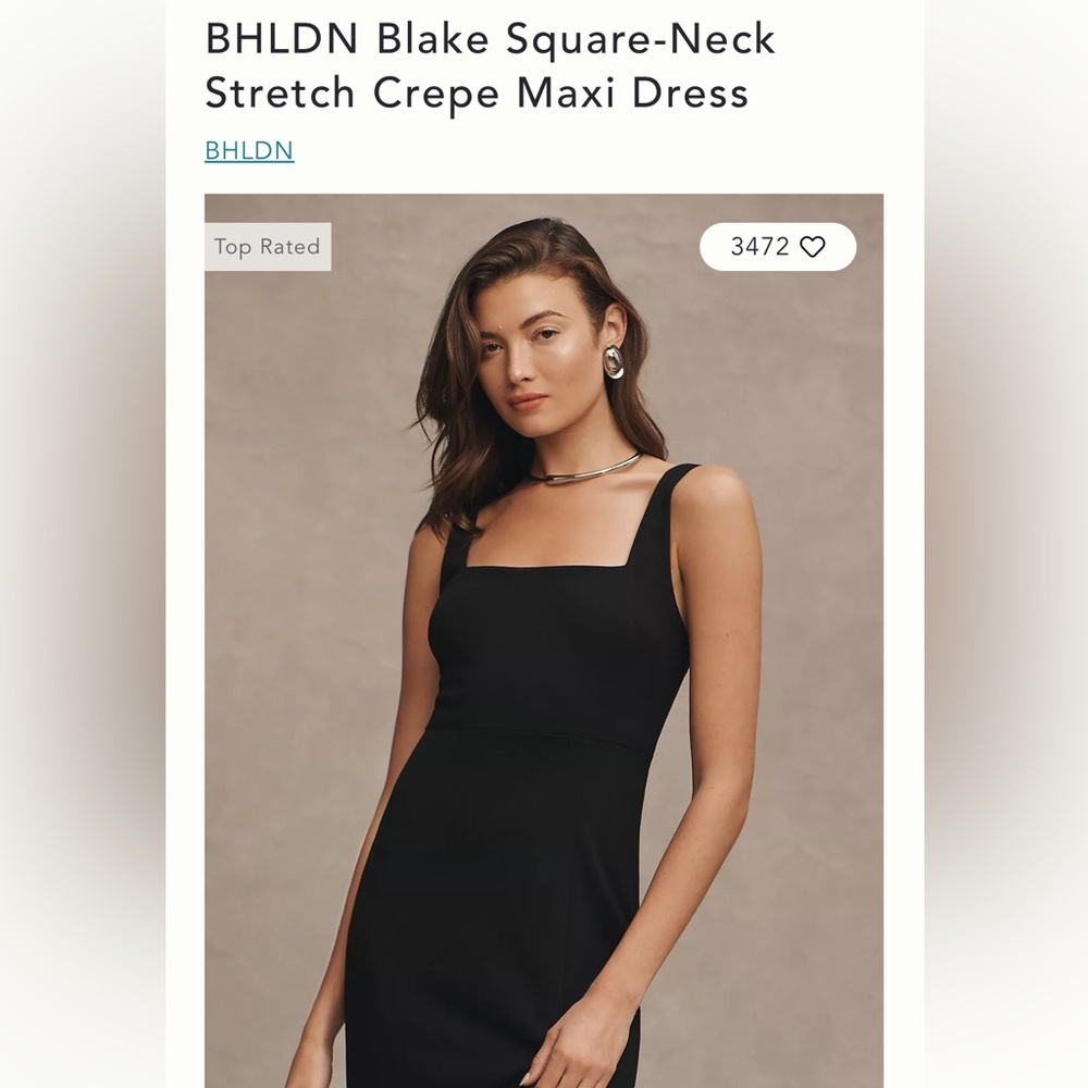 BHLDN Blake square neck crepe dress